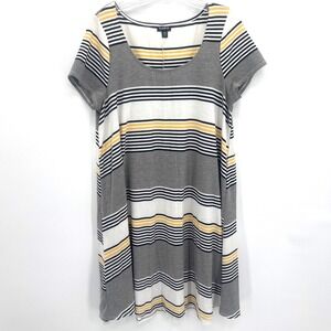 Torrid Women 00 Grey Striped Swing T-Shirt‎ Summer Dress Yellow Black White